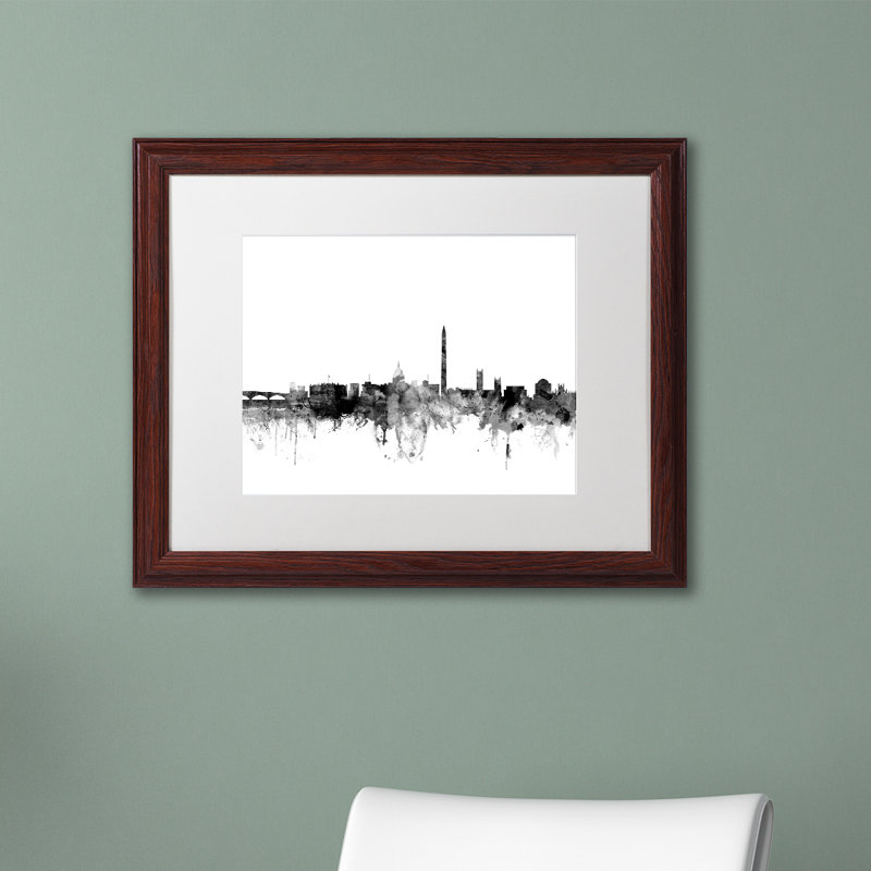 Horizon de washington dc, impression encadrée, H 11 po x l 14 po x P 0,5 po, Noir, Cadre noir