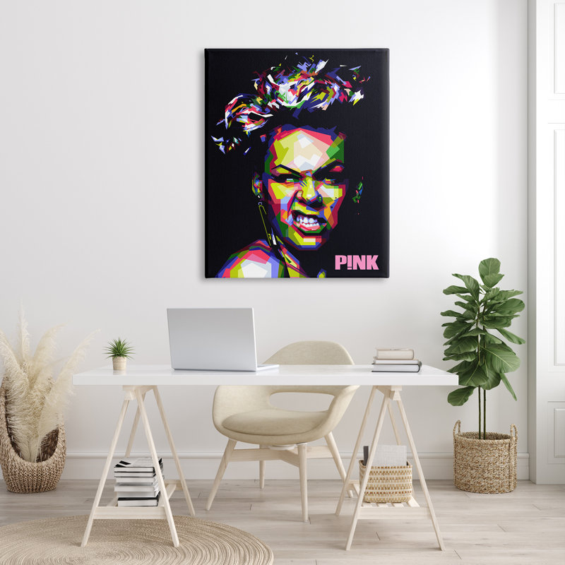 Portrait moderne rose par Birch & Ink - impression, H 48 po x l 36 po, Toile tendue