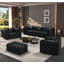 Ensemble de canapé modulaire en similicuir 4 pièces, design capitonné, 1 repose-pieds et 5 coussins-1603957501