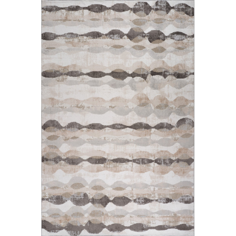 Tapis abstrait délavé beige et brun 4 pi x 6 pi