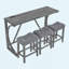 Ensemble de table de bar 59 po avec prises électriques 59 po, 3 tabourets rembourrés, ensemble de table de salle à manger 4 pièces à hauteur de comptoir-316324173-316324161