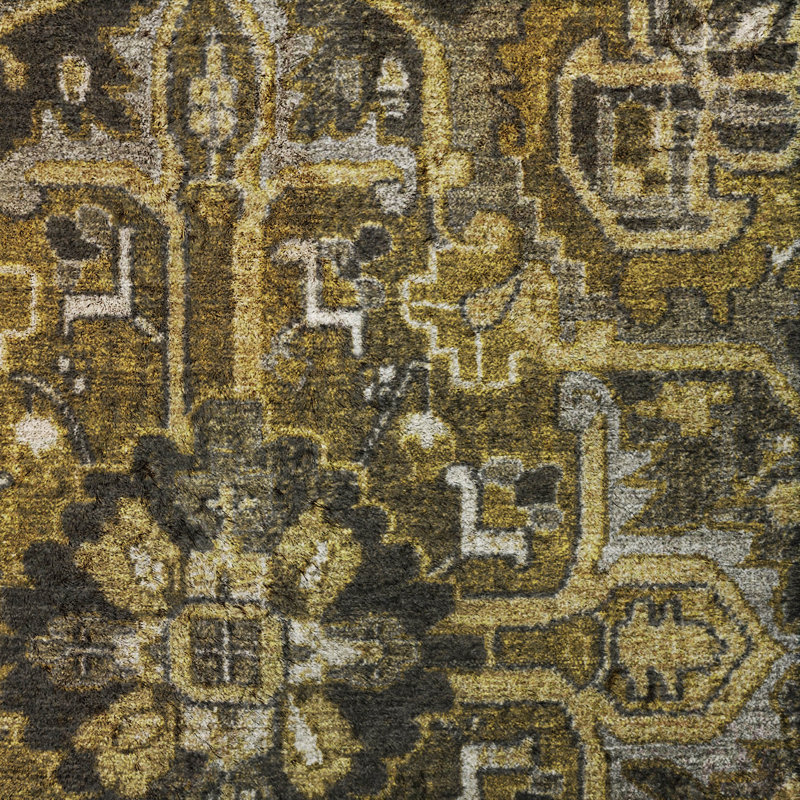 Tapis oriental à poils longs de qualité supérieure lavable à la machine ADS570, Brown, 3' x 5'