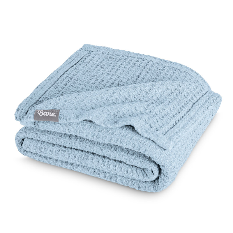 Couverture en coton gaufré, Grand lit, Light Blue