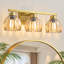 Éclairage pour salle de bain 3 lumières à intensité variable avec abat-jour en verre tulipe floral ambre-967659402-958535714