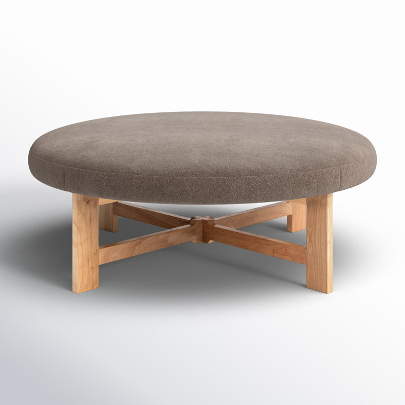Varuna Upholstered Ottoman, Dark Ivory Boucle