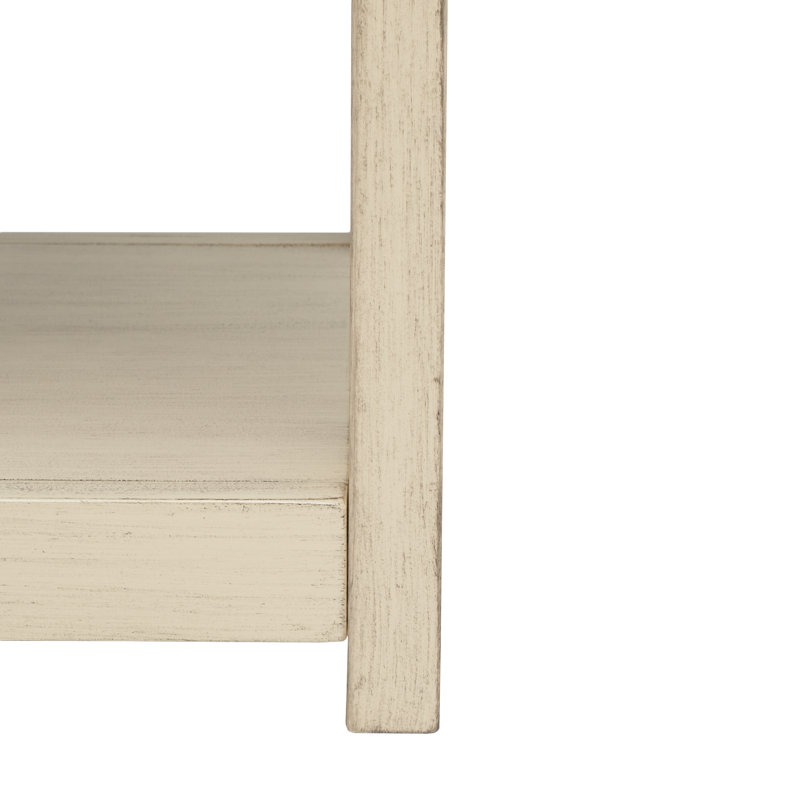 Antique White Wood and Metal Console Table with Storage