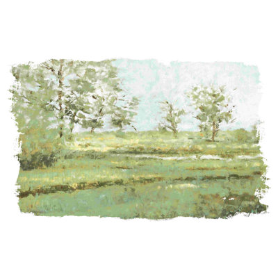 Vert et tons de jaune paysage pictural