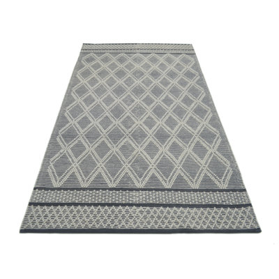 Mieve Luxury Wool Diamond Pattern Hand Woven Area Rug - Modern Geometric Design