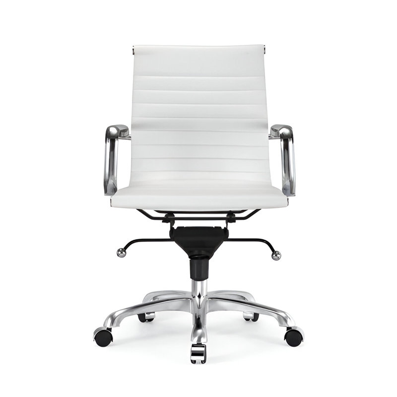 Chaise de bureau à dossier bas Toni, Blanc