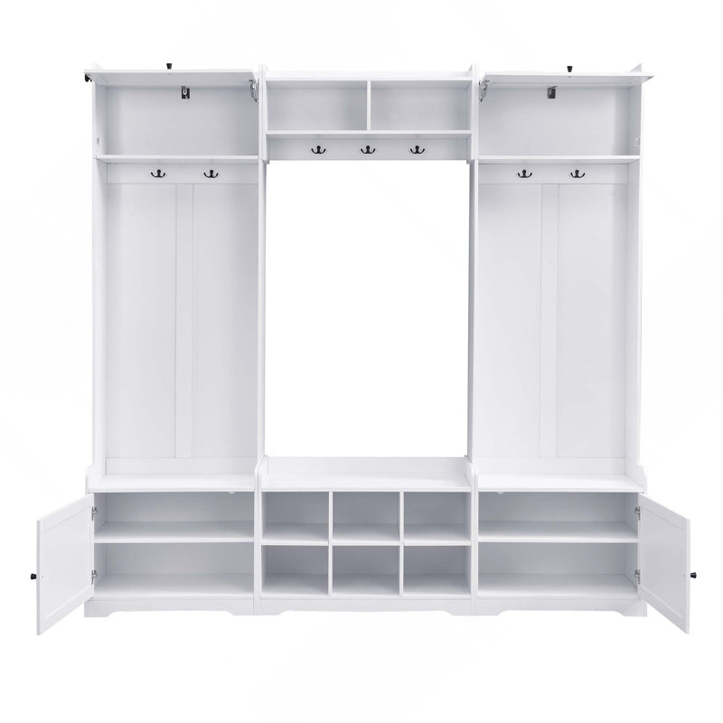 Arbre d'entrée de 79,13 po de largeur avec banc et rangement, Blanc