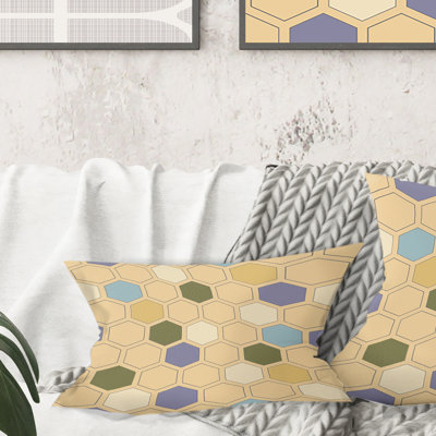 Coussin décoratif rétro à motif hexagonal X - Mid-Century