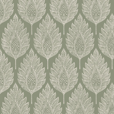 Graham & Brown Flame Leaf Sage Wallpaper