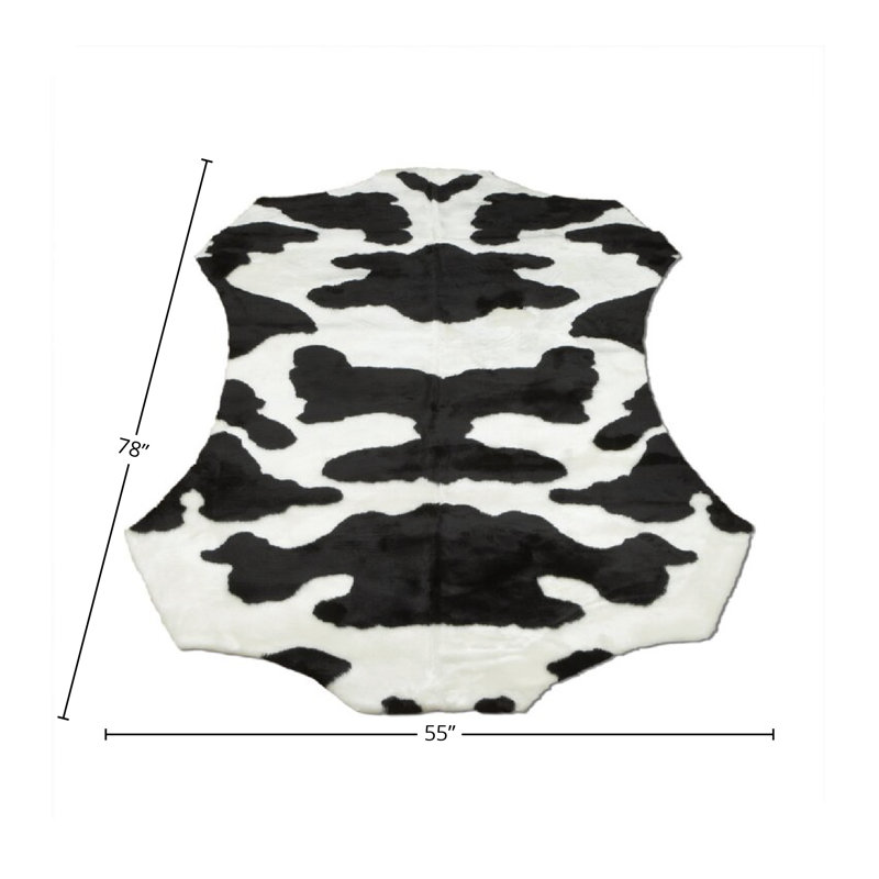 Tapis lavable en fausse fourrure de vache, Peau 4 pi 7 po x 6 pi 7 po