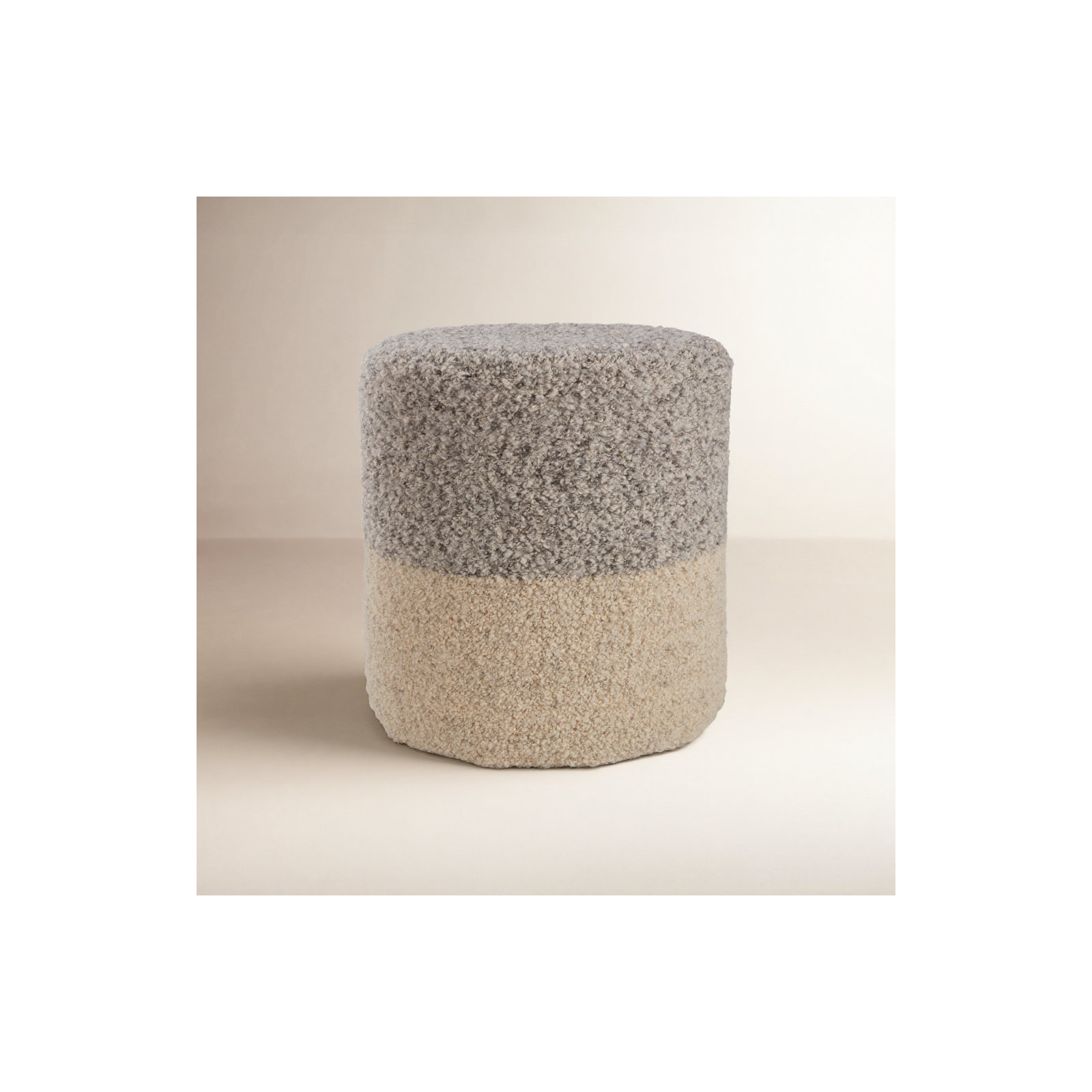 Hatteras Upholstered Pouf, Light Gray
