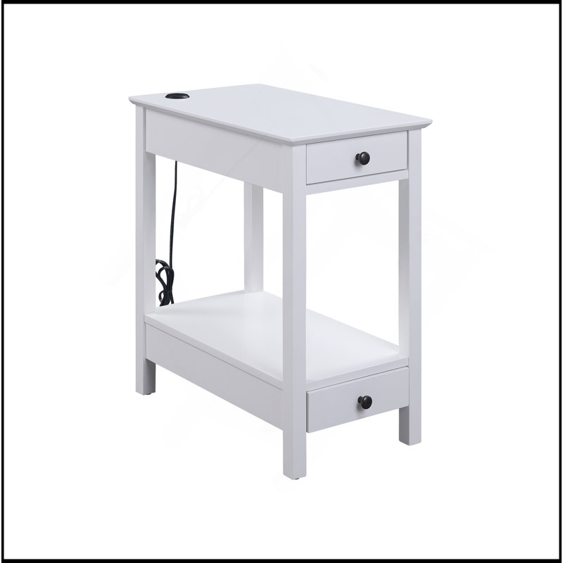 Byzad White Finish Accent Table W/USB