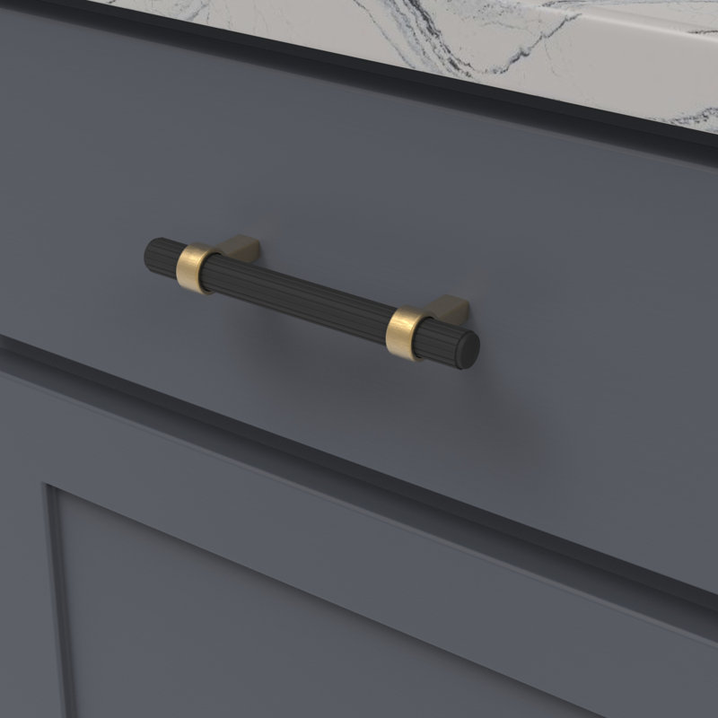 Sinclaire Bar Pull, 3.75, Matte Black/Brushed Golden Brass, 0.75