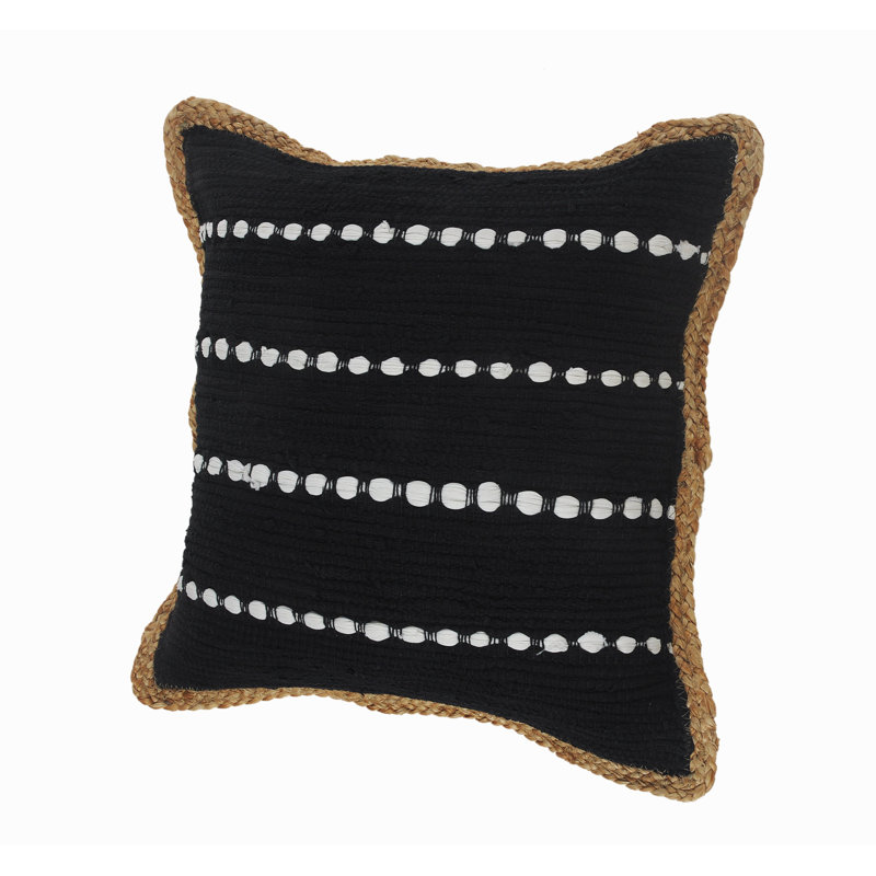 Coussin Baskin, Noir, 18 po x 18 po, Housse de coussin seulement - sans coussin