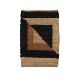 Rectangle Geometric Hand Woven Flatweave Hemp Area Rug in Black/Brown
