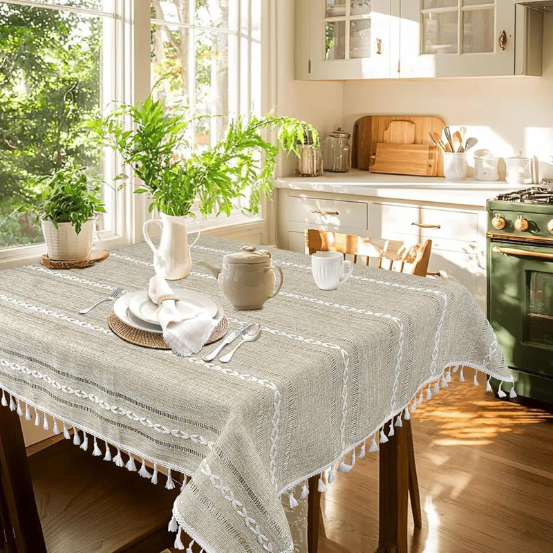 Petite housse de table boho carrée, lin printemps pour table basse ronde, housse de table de chevet, dessus de housse de couloir de commode, décor maison de campagne rustique d'été