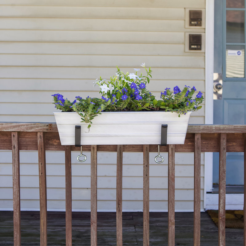 Boîte à fleurs en métal pour fenêtre, H 8 po x l 22 po x P 8 po, Cape Cod - blanc