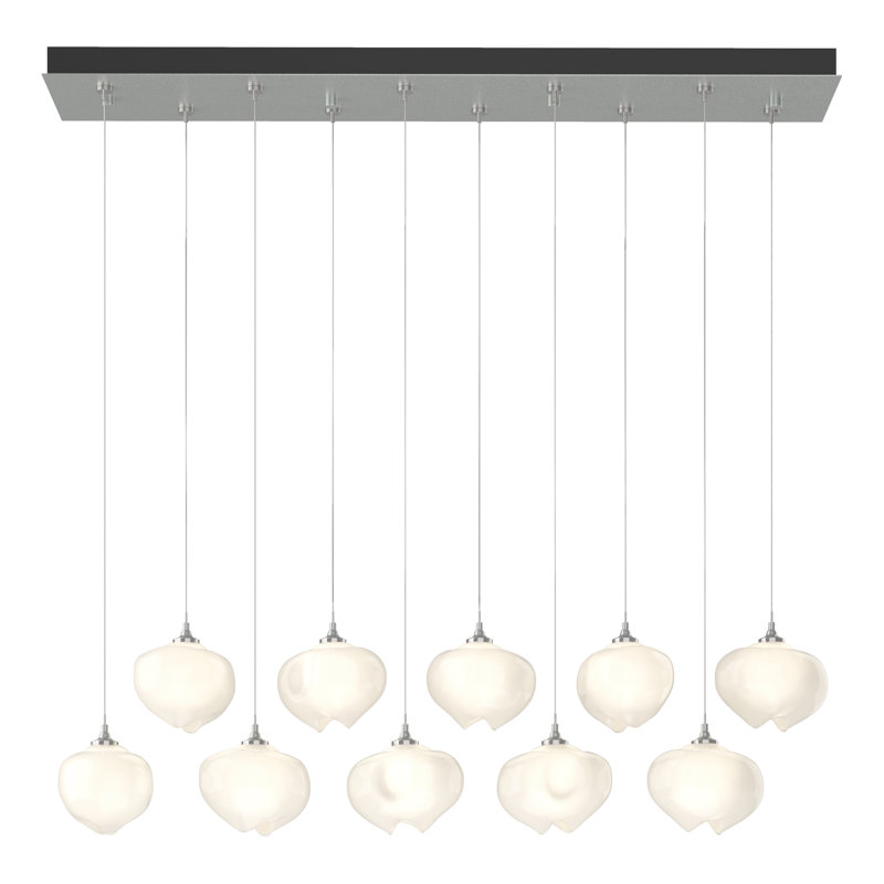 Ume 10 - Light Kitchen Island Geometric Pendant, Frosted, Vintage Platinum, 10" - 80"