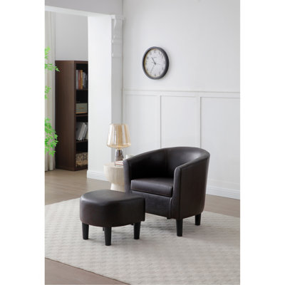 Repose-pieds demi-tonneau, brun foncé