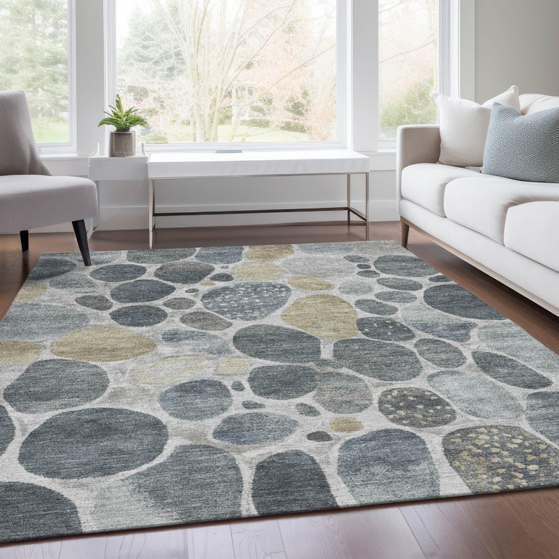 Tapis intérieur / extérieur lavable à la machine Xhevrie, Rectangle 10 pi x 14 pi