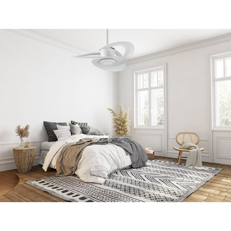 Cyclon 36 in. 3 Blade Matte White Small Ceiling Fan with Remote Control, Dimmable LED Light Kit, and Reversible Motor, White