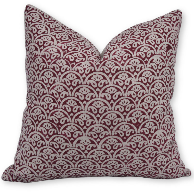 Block Print Throw Pillow Cover, 33 Inch Pure Linen Decorative Cushion Cover, 20" x 20"
