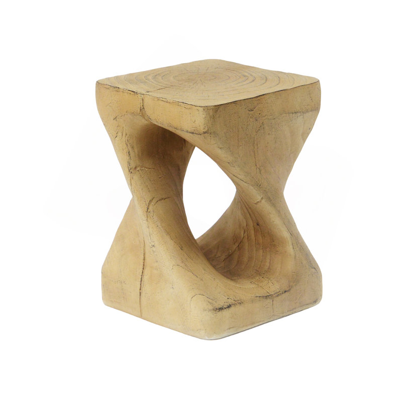 MGO Twist Shape Side Table, Wood-Like Texture, Natural Color, Natural