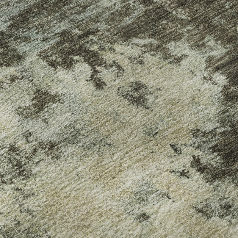 Premium Machine Washable Mayfield AMF2066 Abstract Rug, 2'3" x 7'6" Runner, Brown