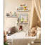 Ensemble de 3 tablettes flottantes blanches de 40 cm (15,8 po) pour chambre d'enfant, étagère murale en pin massif avec traverses avant en moulures de bois-524540981-524540987