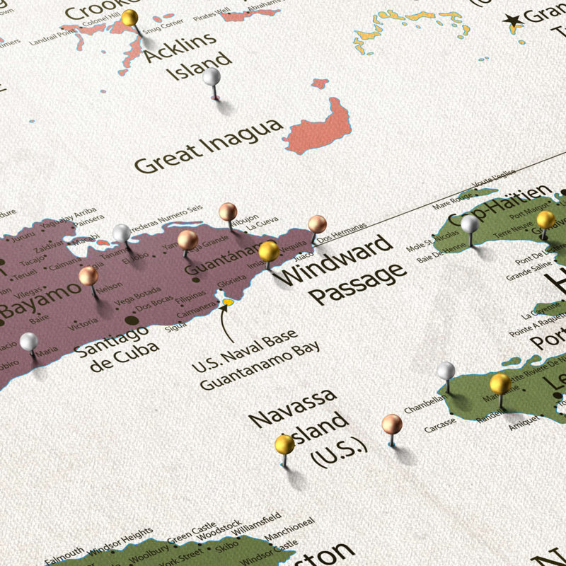 My Home I Push Pin Caribbean Map, H 20 po x l 30 po