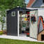 Remise de rangement extérieure en métal de 6 pi x 4 pi en noir, antirouille et spacieuse, pour les outils de jardin, serrure de porte sécurisée, transparente sans fenêtre, installation facile - remise en acier de 6 pi 4 pi, rangement