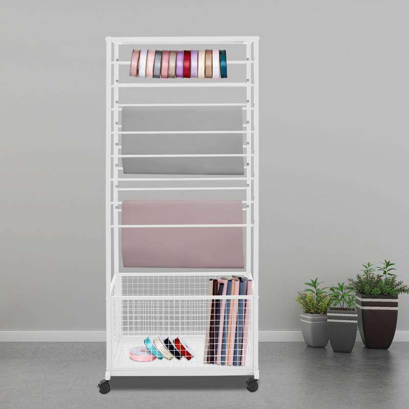 Ribbon Multifunctional Holder Organizer Rack  Flower Wrapping Paper Storage Stand, Natural