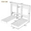 Lit escamotable double en métal blanc - lit pliant 2 en 1 peu encombrant avec garde-robe, tablettes et prise de courant intégrée