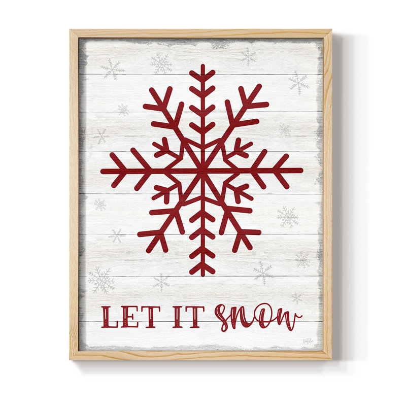 Let It Snow Snowflake, reproduction encadrée - bois massif, Naturel, H 30 po x l 24 po