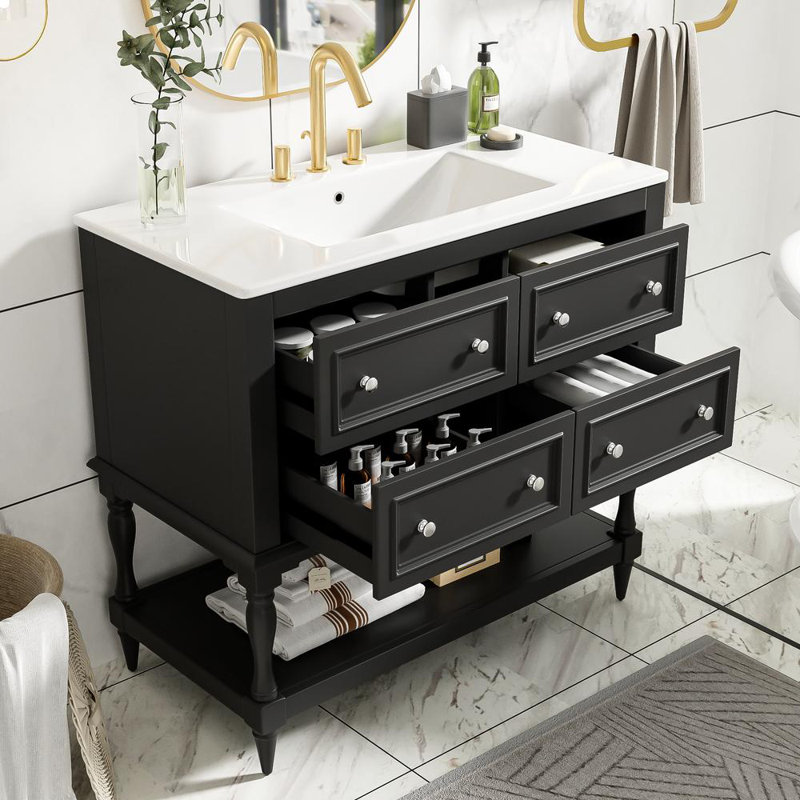 Premium Vanity Cabinet Set, Black