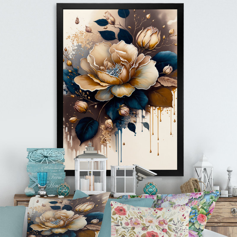 Art sur toile rose et brune, H 40 po x l 30 po x P 1,5 po, Impression noire sur toile encadrée