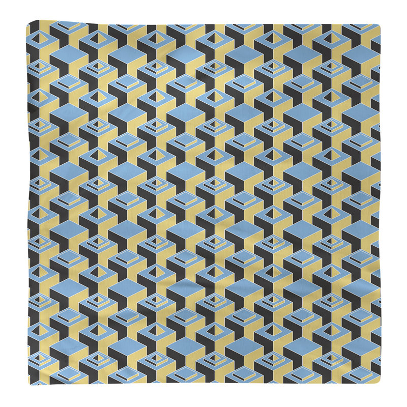 Serviette de table en coton à motif de gratte-ciels à deux couleurs, H 0,1 po x l 22 po x P 22 po, Bleu sarcelle/jaune