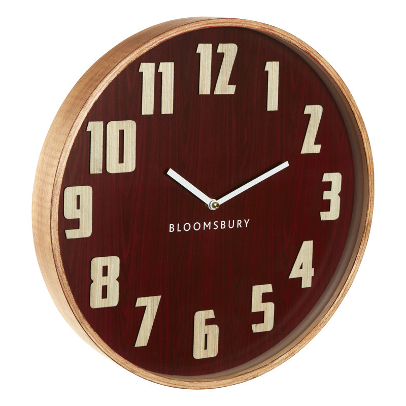 Maddison Wall Clock, 40" H x 40" W x 5" D, Red Grain