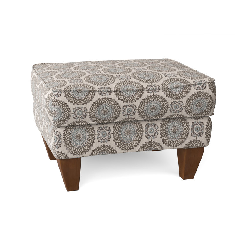 Artisan Upholstered Ottoman, Pecan, Peyton 21 Dove Performance Twill