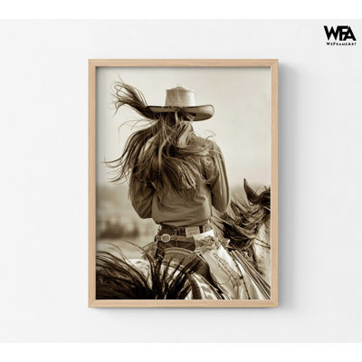 Windswept Horse Ride Cowgirl Photo30x40"