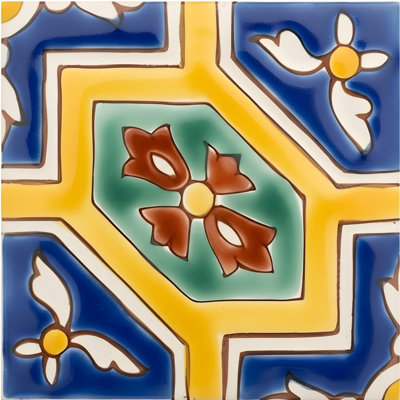Mediterranean 4'' x 4'' Hand Painted Ceramic Decorative Accent Tile