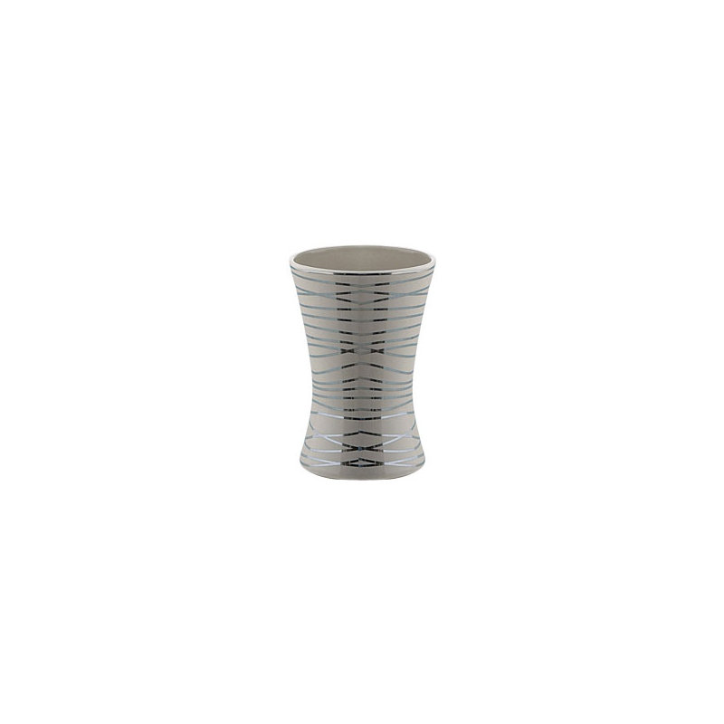 Diva Ceramic / Porcelain Toothbrush Holder, Grey/Silver