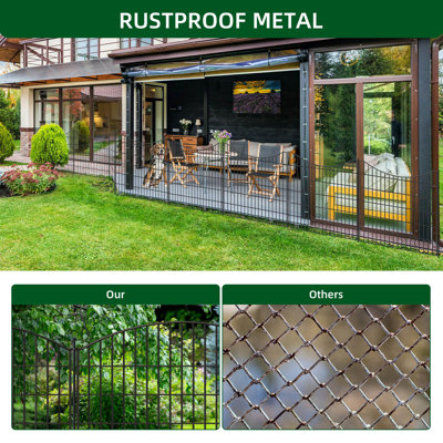 Dog Fence Outdoor,15 Panels No Dig Decorative Fence For Outdoor,Yard, Patio,32 In(H) X 36 Ft(L) Animal Barrier Rustproof Metal Wire Panel,Decorative Garden Fence- Curved