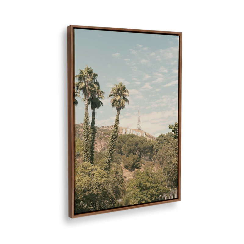 Impression sur toile Golden Hollywood, Cadre flottant en noyer, 24 po x 36 po