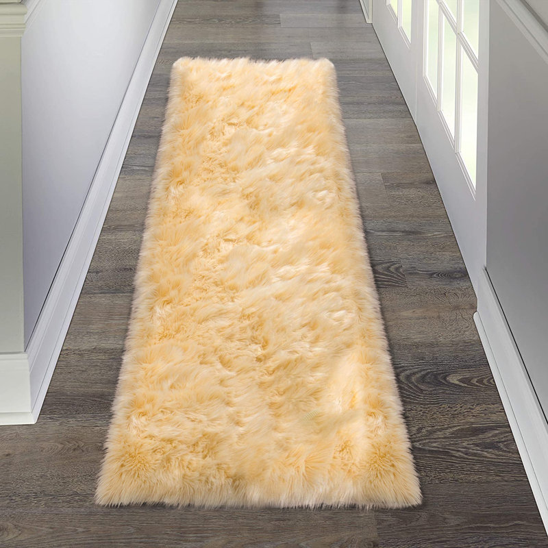 Jeremial Faux Sheepskin Indoor Rug, Runner 2' x 6'