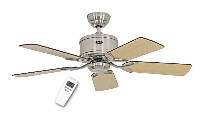 Allman 103cm Ceiling Fan, Brushed Chrome with Wenge and Maple Blades