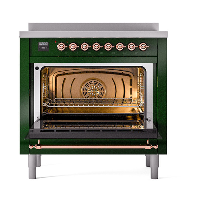 ILVE Nostalgie II Noblesse 36 in Induction Range, Emerald Green/Copper
